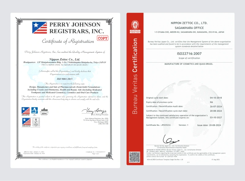 ISO certification documents